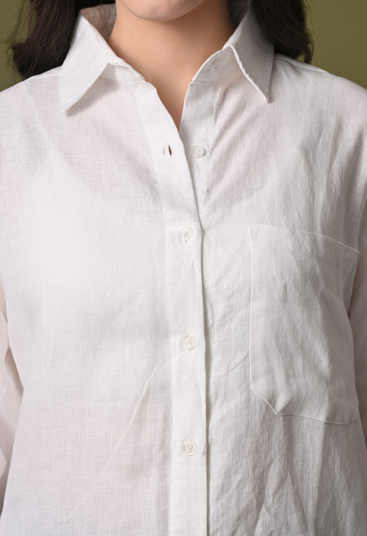 Women white linen regular fit unisex shirt