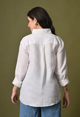Women white linen regular fit unisex shirt
