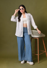 Women white linen regular fit unisex shirt