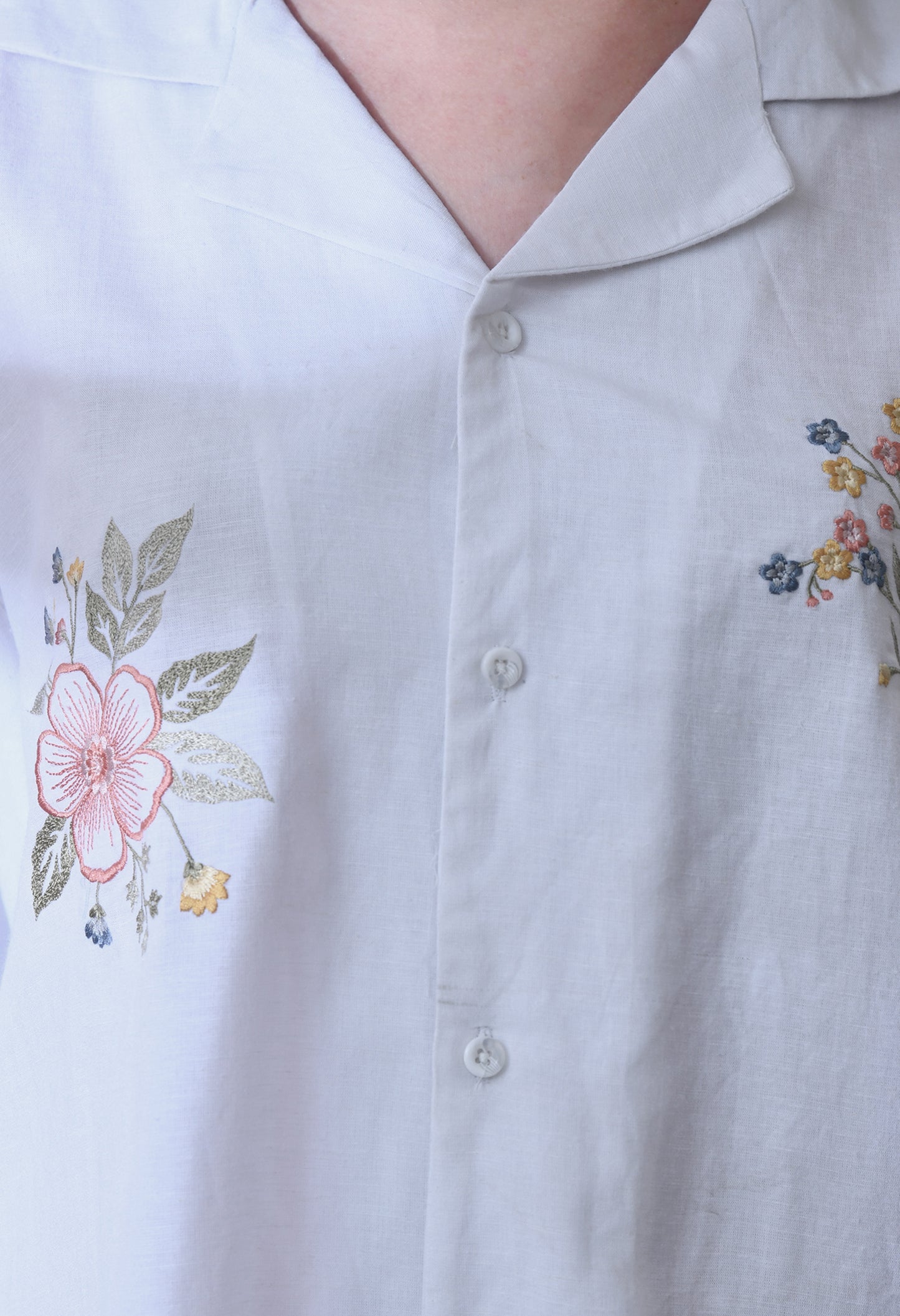 White Botanic Affair Embroidered Shirt