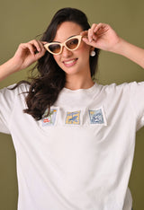Women off white beach day embroidered unisex tshirt