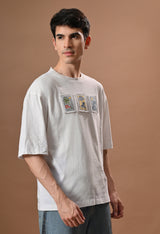 Men off white beach day embroidered unisex tshirt