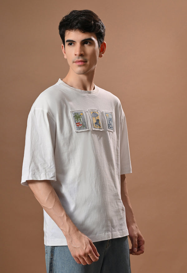 Men off white beach day embroidered unisex tshirt alternate view