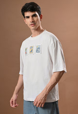 Men off white beach day embroidered unisex tshirt