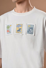 Men off white beach day embroidered unisex tshirt