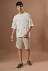 Men off white everyday embroidered unisex tshirt