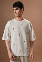 Men off white everyday embroidered unisex tshirt