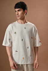 Men off white everyday embroidered unisex tshirt