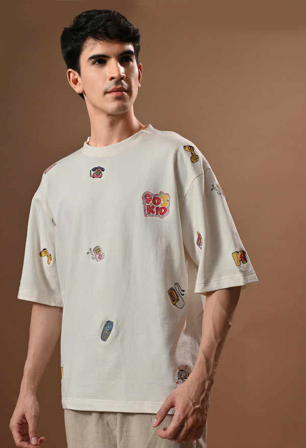 Men off white 90skid  embroidered unisex tshirt