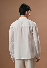 Men white brown dog chase embroidered unisex shirt