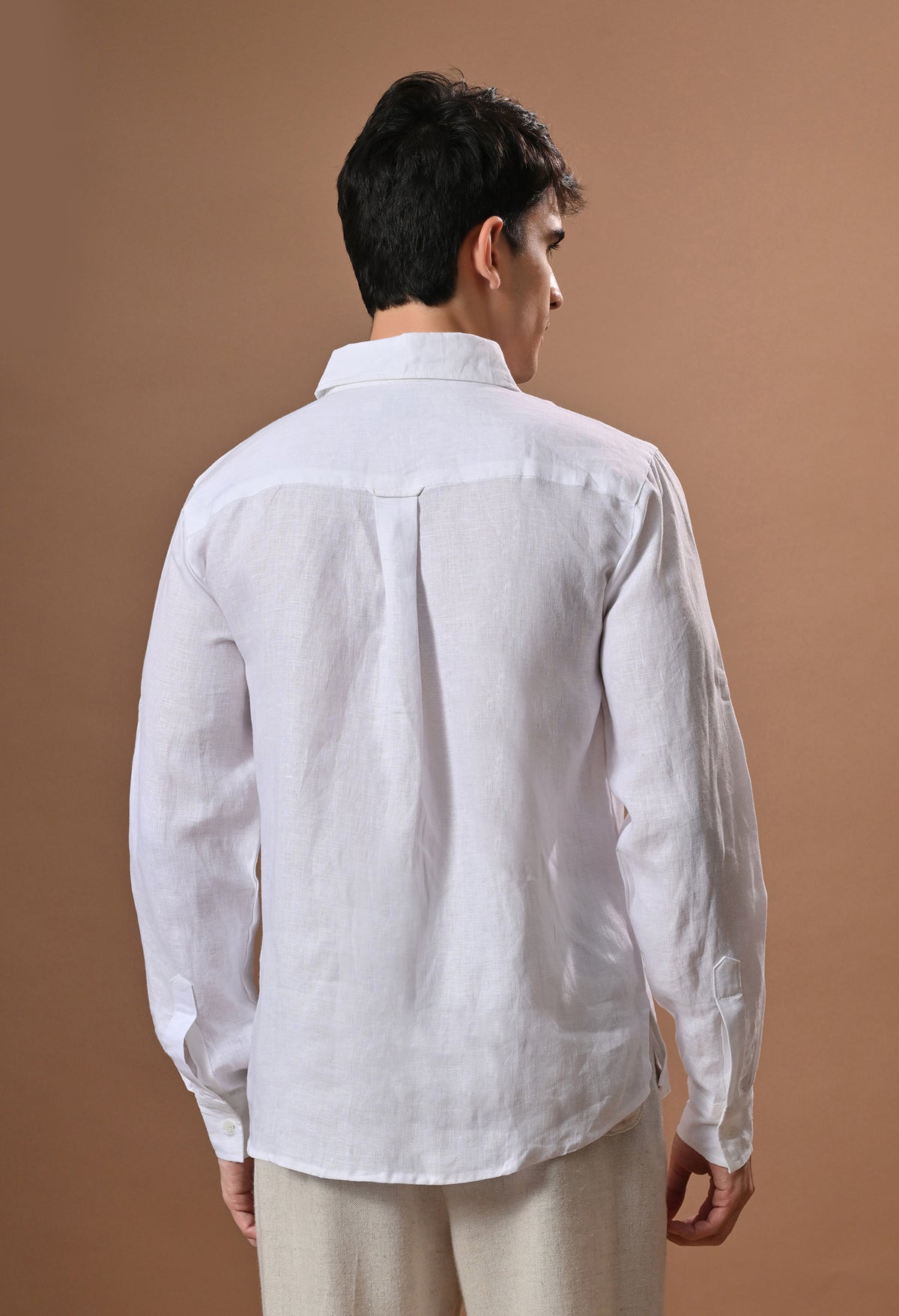 Men white linen regular fit unisex shirt