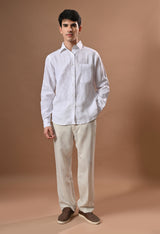 Men white linen regular fit unisex shirt