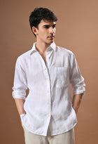 Men white linen regular fit unisex shirt