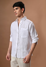 Men white linen regular fit unisex shirt