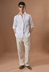 Men white linen regular fit unisex shirt