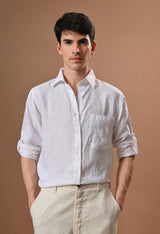 Men white linen regular fit unisex shirt