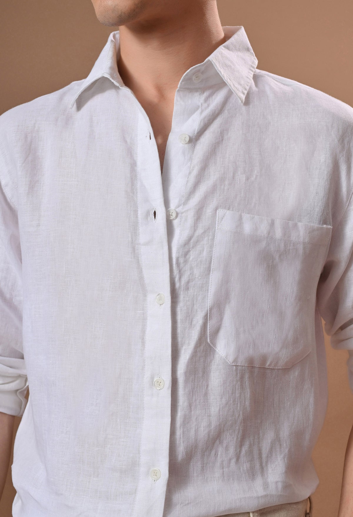Men white linen regular fit unisex shirt