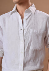 Men white linen regular fit unisex shirt