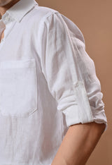 Men white linen regular fit unisex shirt