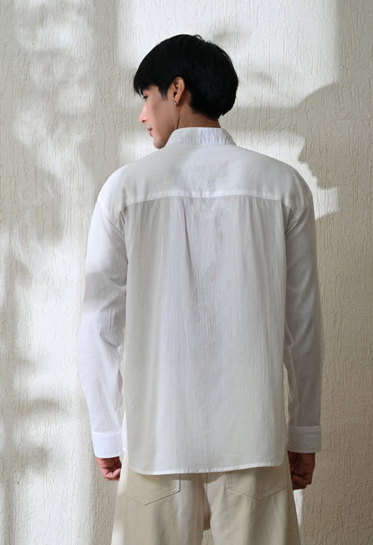 White Dog Chase Embroidered Shirt