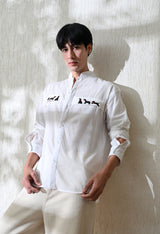 Men's Dog Chase embroidered shirt in white – La Moon