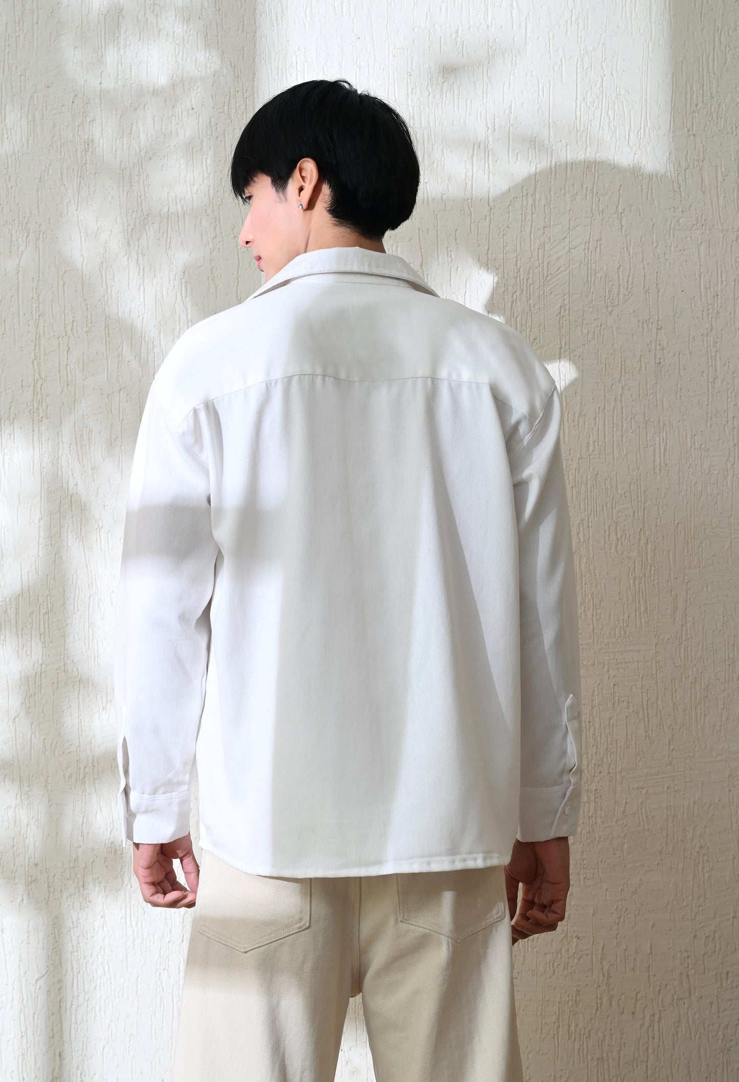 White Line Rose Embroidered Shirt