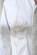 Women's Line Rose embroidered shirt in white – La Moon