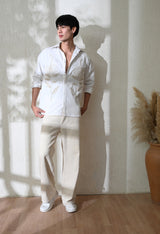 Men's Line Rose embroidered shirt in white – La Moon