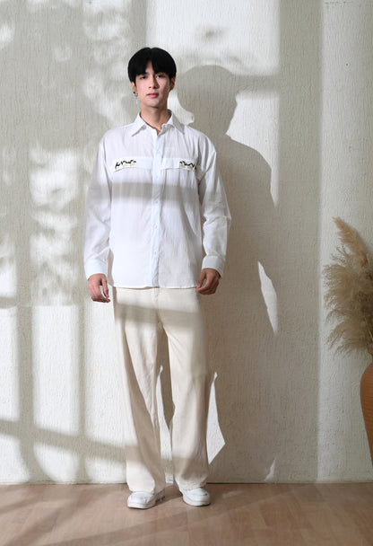 White Penguin Parade Embroidered Shirt