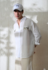 Men White Penguin Parade Embroidered Shirt