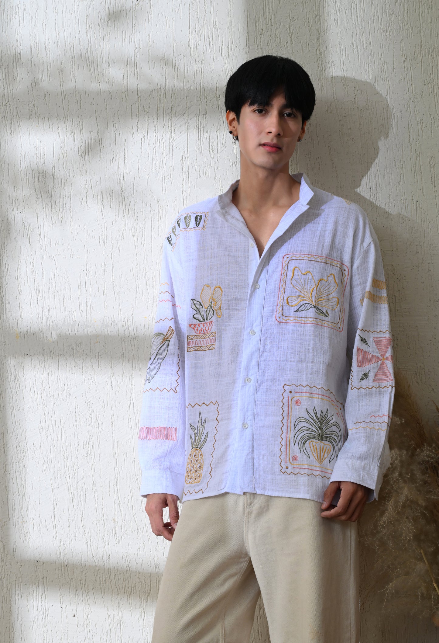White Secret Meadow Embroidered Shirt