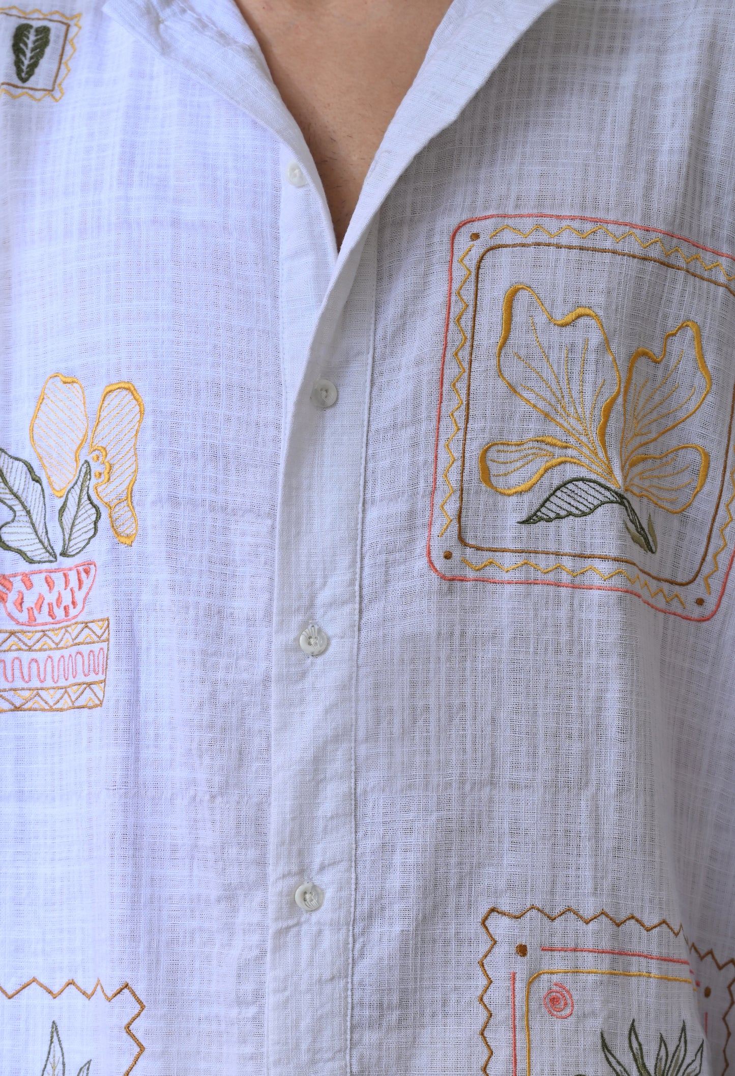 White Secret Meadow Embroidered Shirt