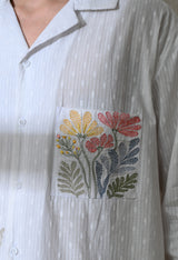 Men's Pocket Posy embroidered shirt in white – La Moon