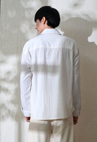 White Pocket Blossom Embroidered Shirt