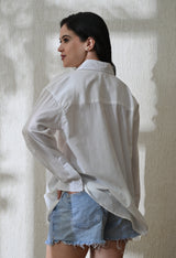 Women's Penguin Parade embroidered shirt in white – La Moon