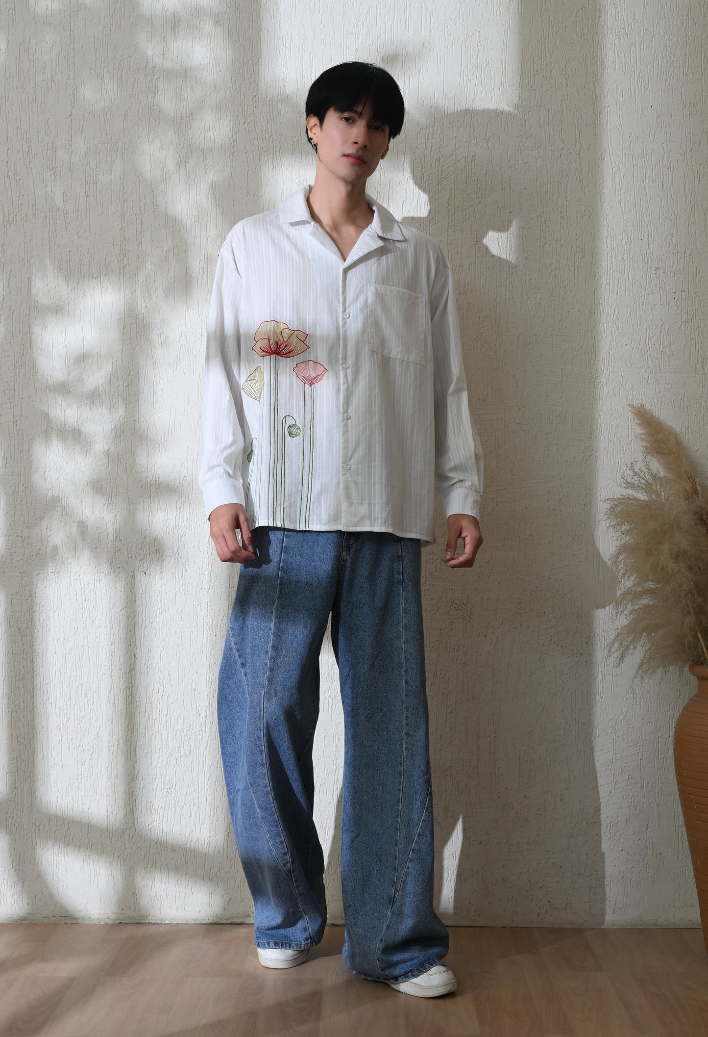 White Garden Bloom Embroidered Shirt