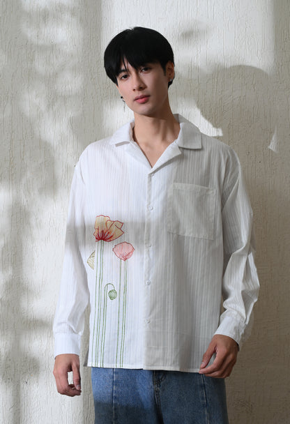 White Garden Bloom Embroidered Shirt