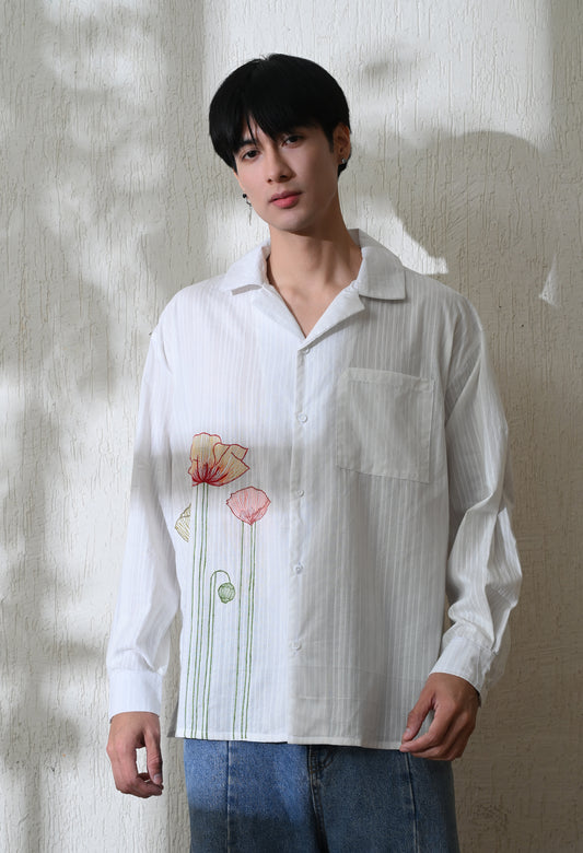 White Garden Bloom Embroidered Shirt
