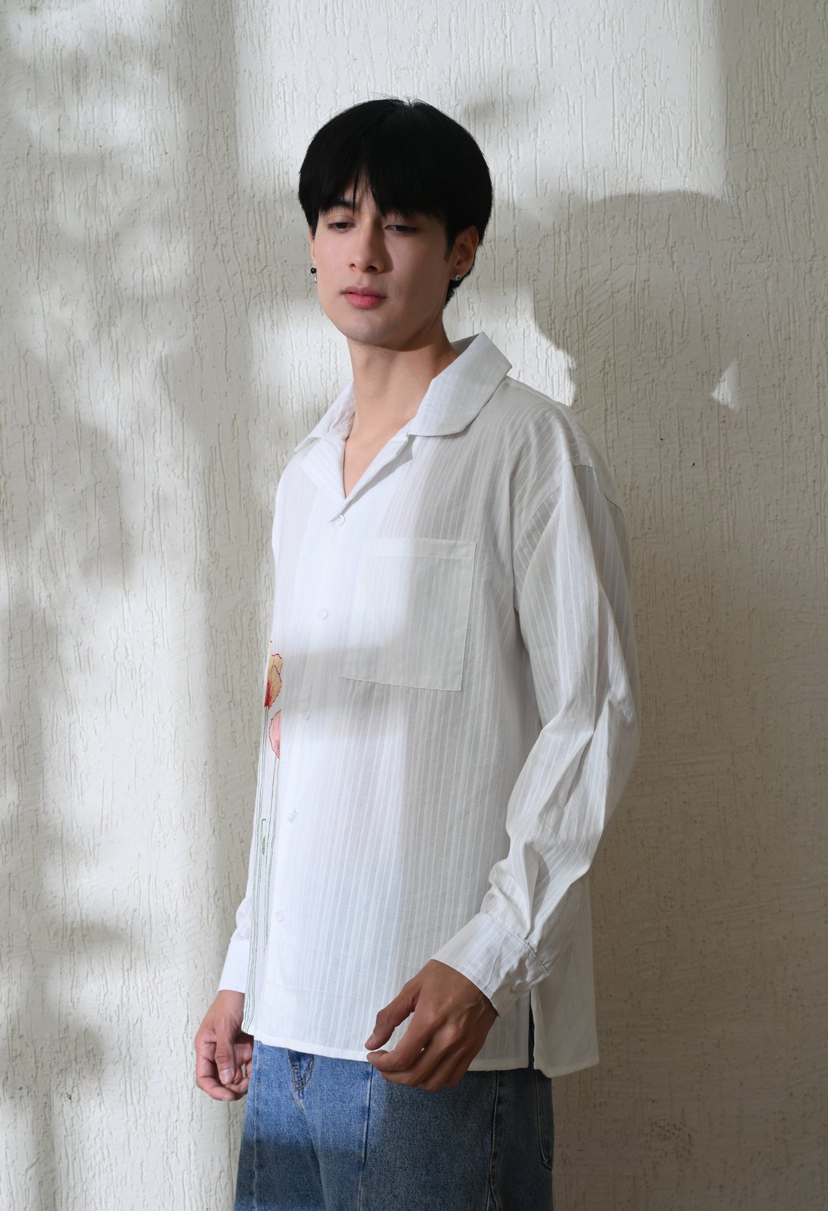 Men's Garden Bloom embroidered shirt in white – La Moon