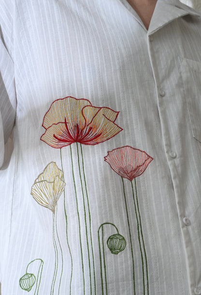 White Garden Bloom Embroidered Shirt