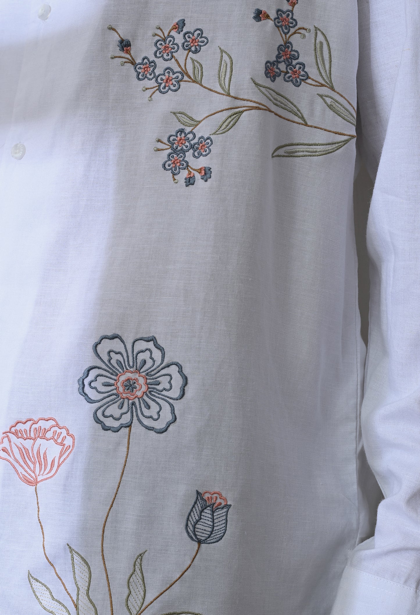White Floral Whisper Embroidered Shirt