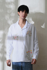 Men's Botanic Affair embroidered shirt in white – La Moon