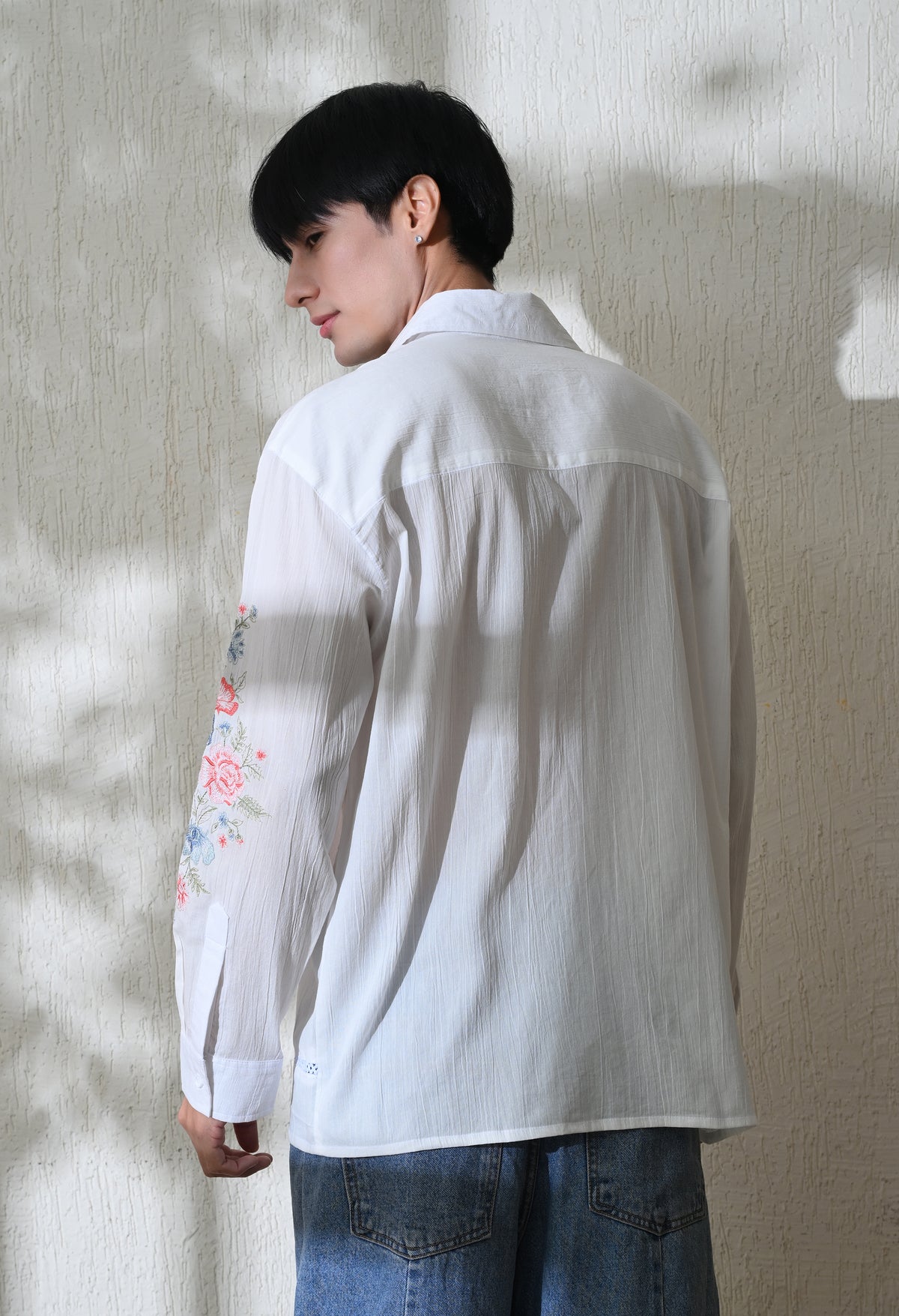 Men's Chintz Bloom embroidered shirt in white – La Moon