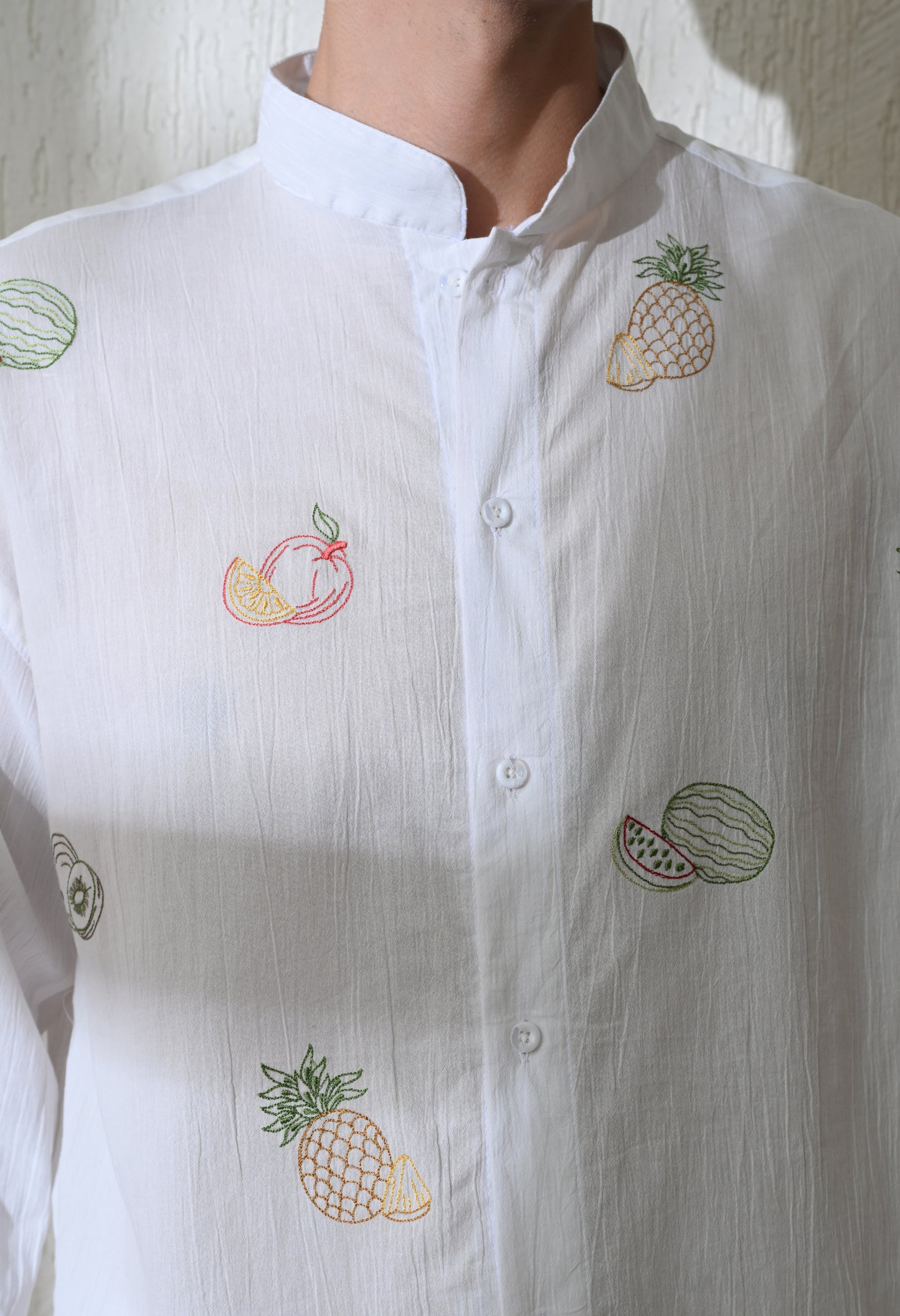White Fruit Vista Embroidered Shirt