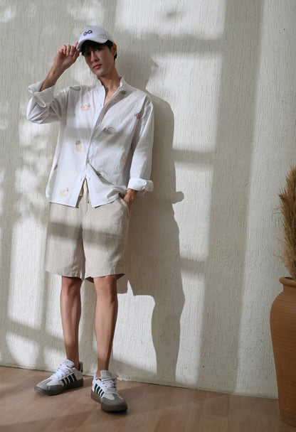 White Fruit Vista Embroidered Shirt
