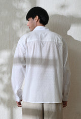 Men White Cherry Pop Embroidered Shirt