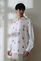 Men's Cherry Pop embroidered shirt in white – La Moon