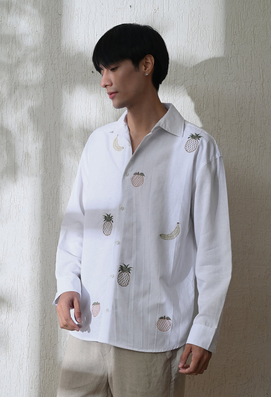 Men's Fruit Punch embroidered shirt in white – La Moon