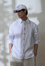 Men's Island Trail embroidered shirt in white – La Moon