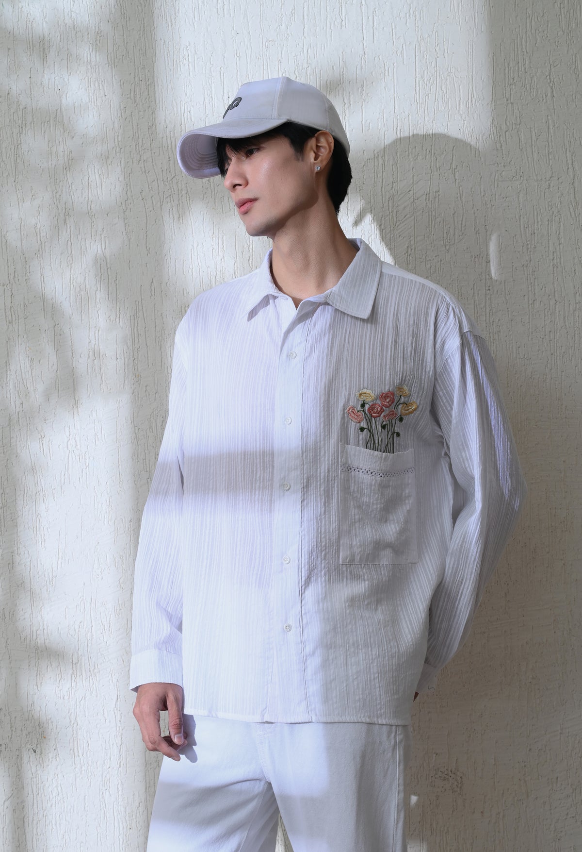 Men's Garden Muse embroidered shirt in white – La Moon